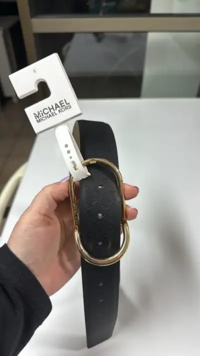 Cinturón de cuero negro Michael Kors hebilla do - miniatura 2
