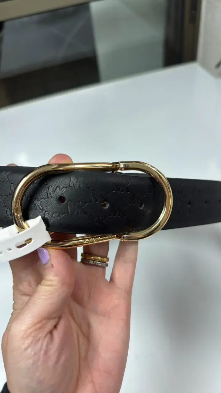 Cinturón de cuero negro Michael Kors hebilla do - 3