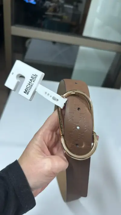 Cinturón de cuero marrón Michael Kors hebilla d - miniatura 2