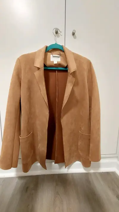 Blazer de gamuza marrón para mujer - miniatura 1