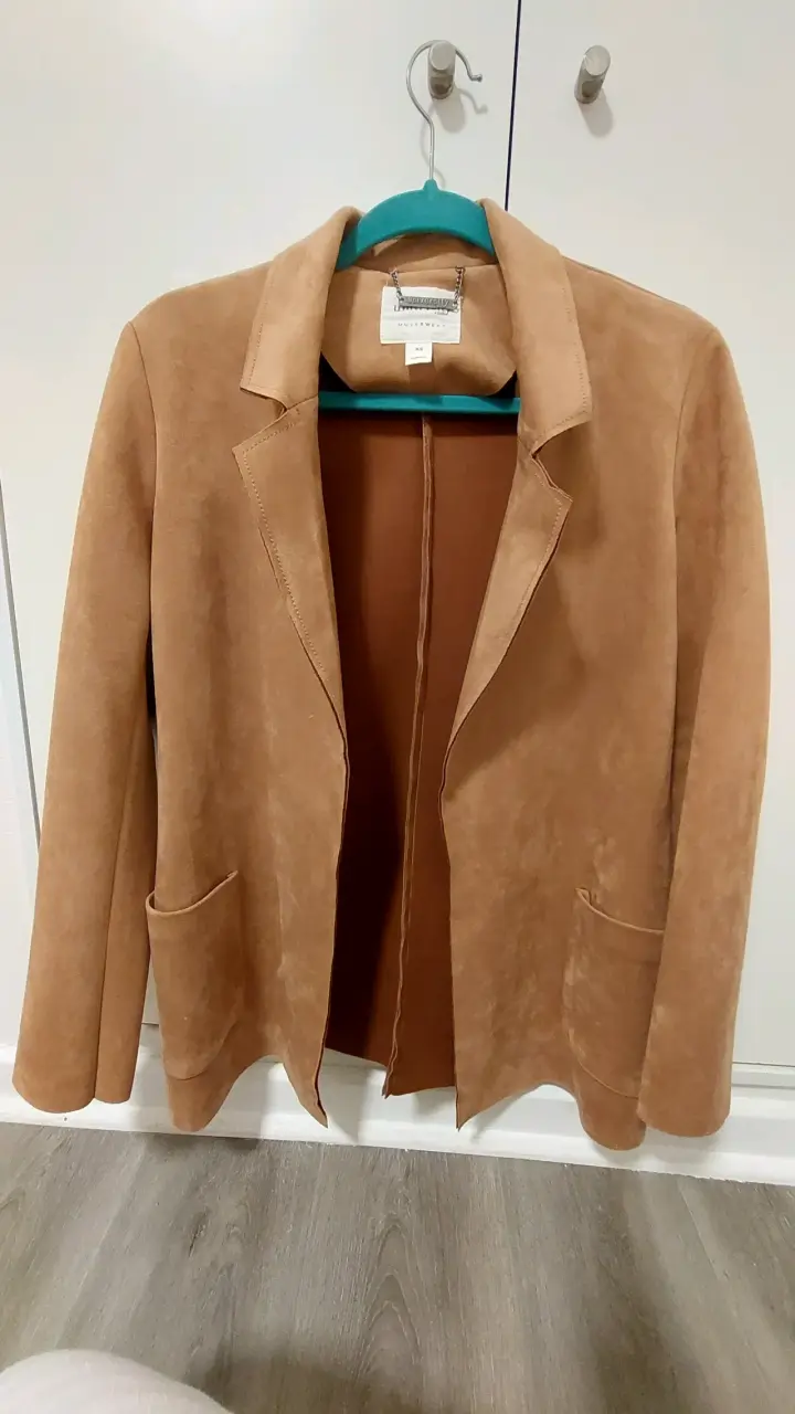 Blazer de gamuza marrón para mujer - 2