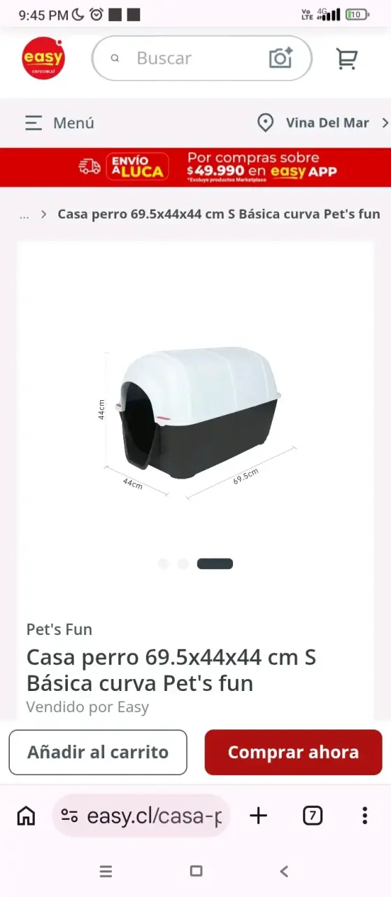 Casa para perro curva Pet's Fun 69.5x44x44 cm