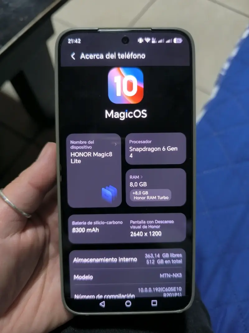 Honor Magic8 Lite 5G con 512GB - 1