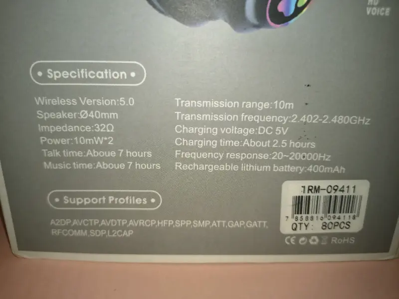 Auriculares inalámbricos con orejas de gato y luces LED - 3