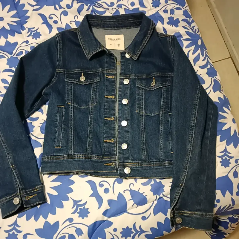Chaqueta de mezclilla azul para mujer - 1