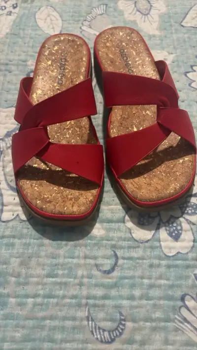 Sandalias rojas de corcho para mujer - miniatura 1