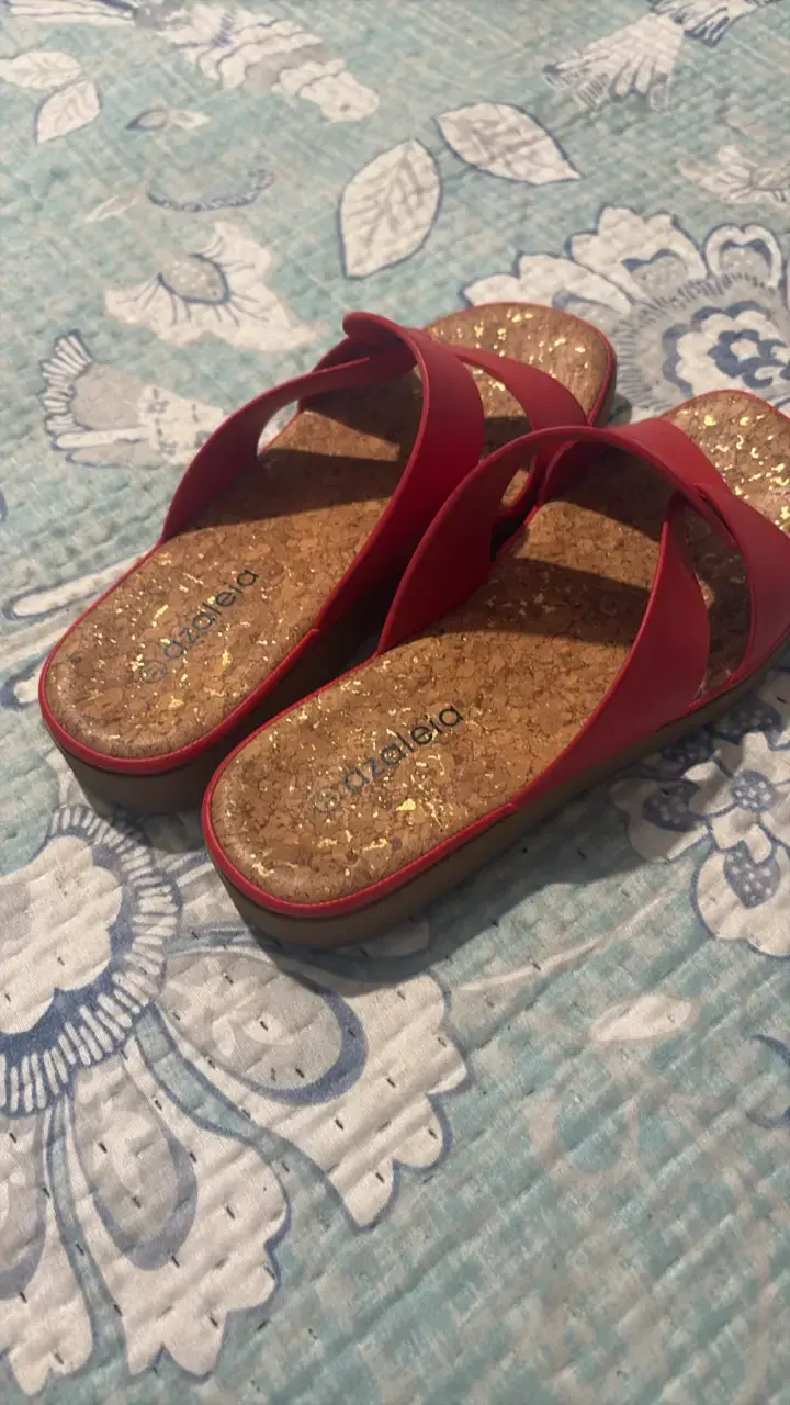Sandalias rojas de corcho para mujer - 2