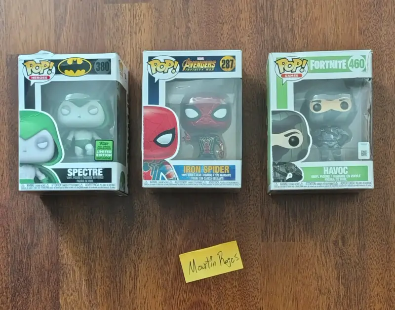 Figuras Funko Pop Spectre, Iron Spider y Havoc
