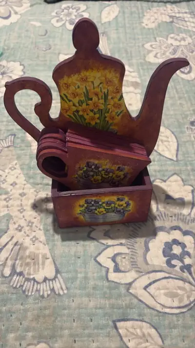 Set decorativo de madera con diseño floral - miniatura 3