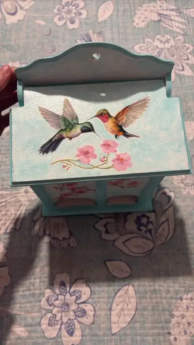 Caja decorativa de madera con diseño floral - miniatura 3