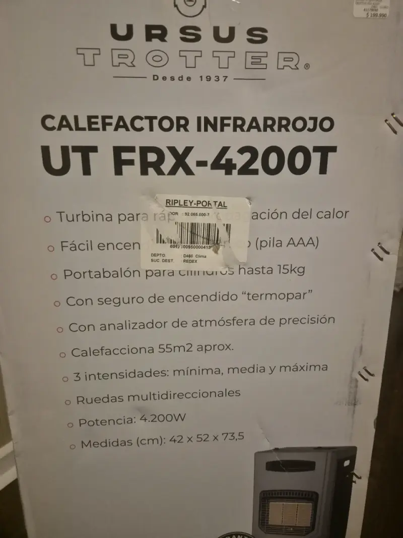 Calefactor infrarrojo Ursus Trotter UT FRX-4200T - 3