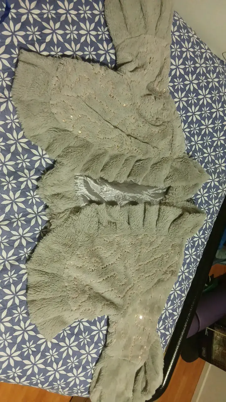 Chaleco de piel sintética gris con lentejuelas - 1