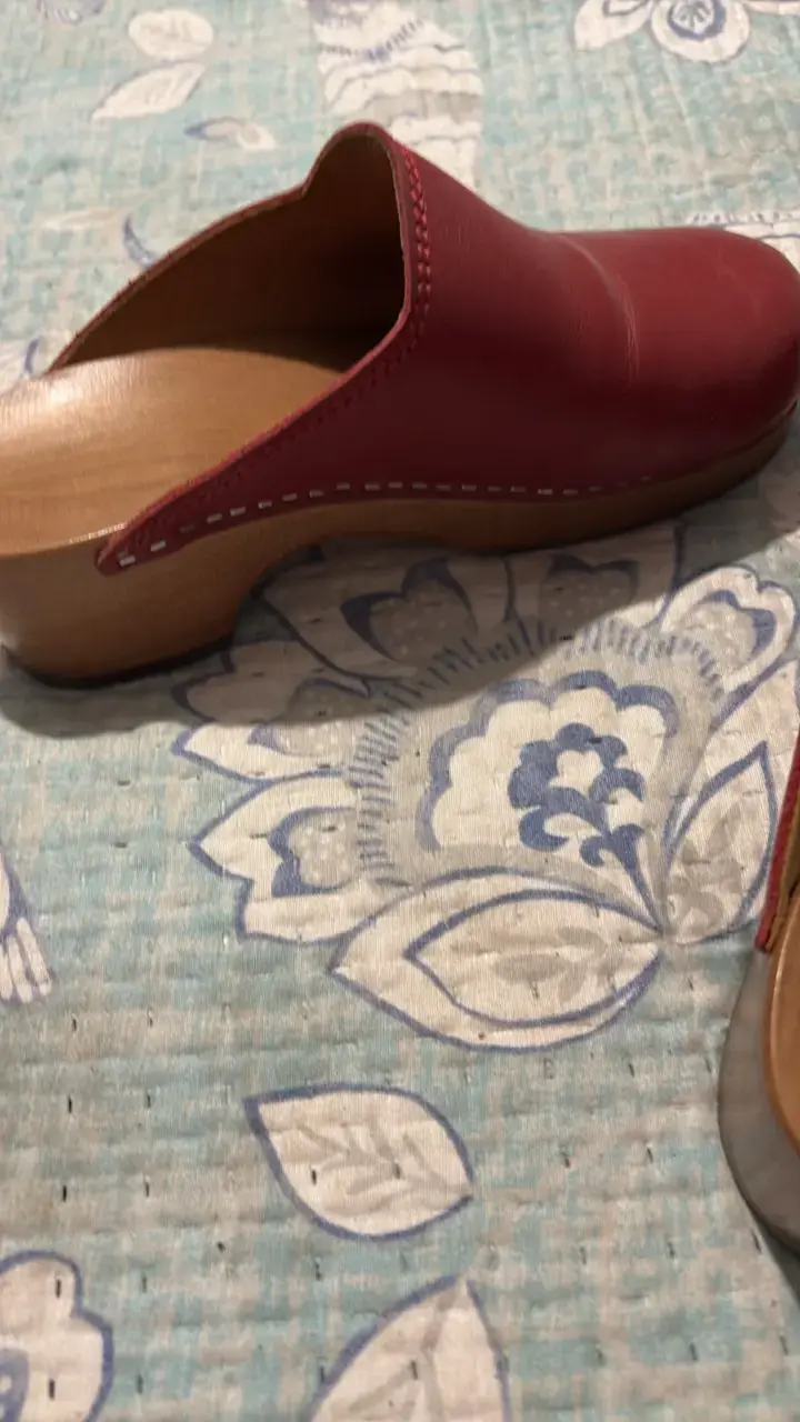 Zuecos de cuero rojo para mujer - 3