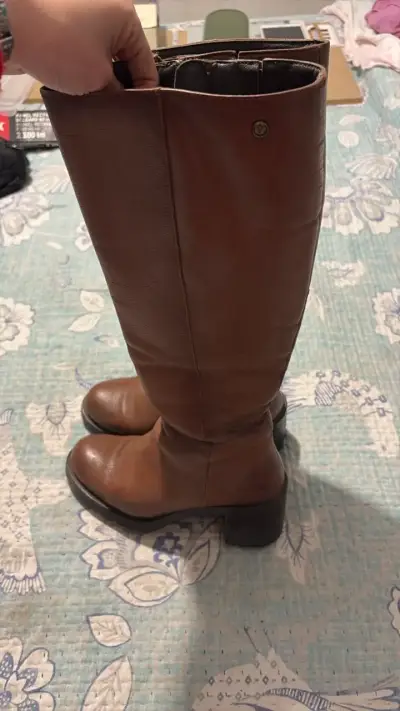 Botas de cuero marrón para mujer - miniatura 3