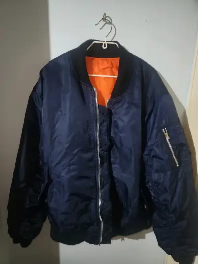 Chaqueta bomber reversible azul y naranja - miniatura 1