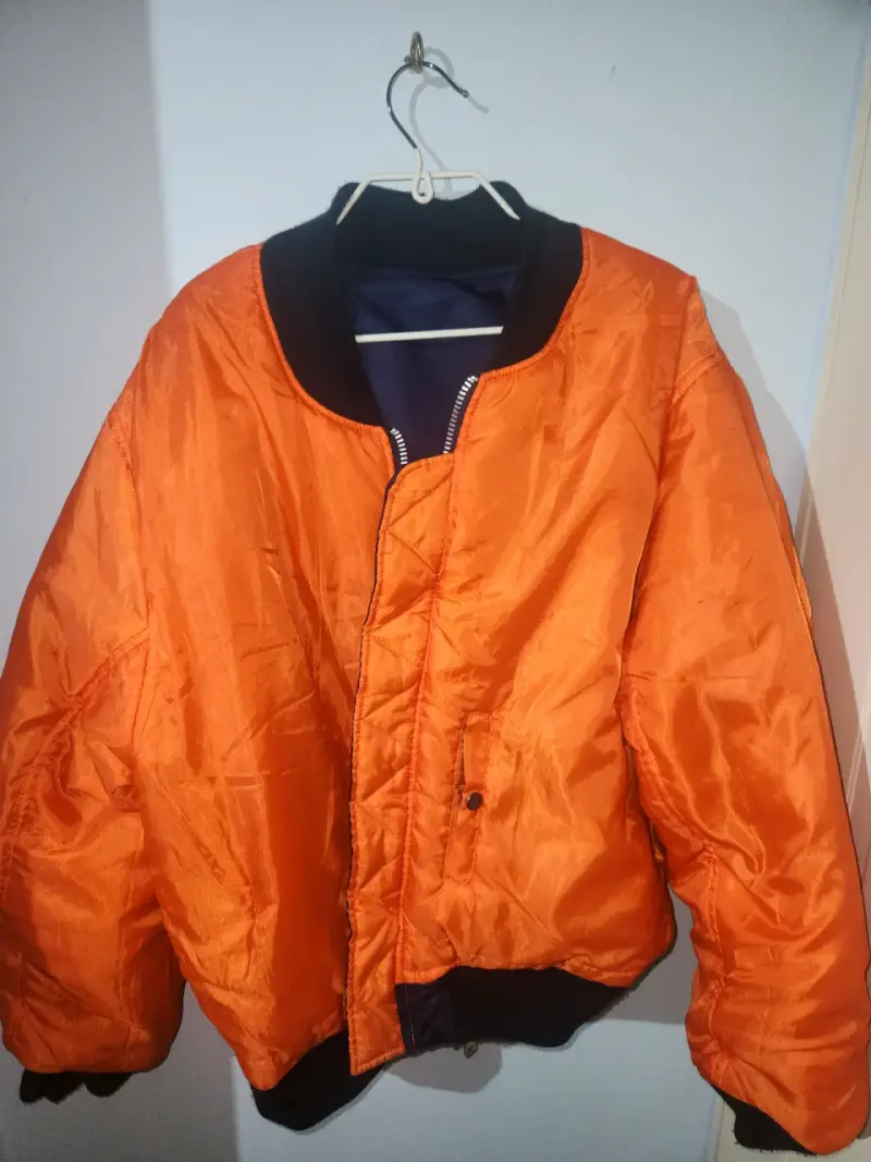 Chaqueta bomber reversible azul y naranja - 3