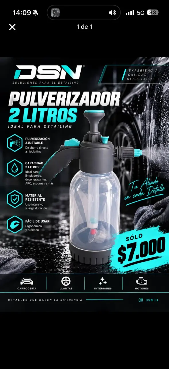 Pulverizador DSN 2 litros para detailing