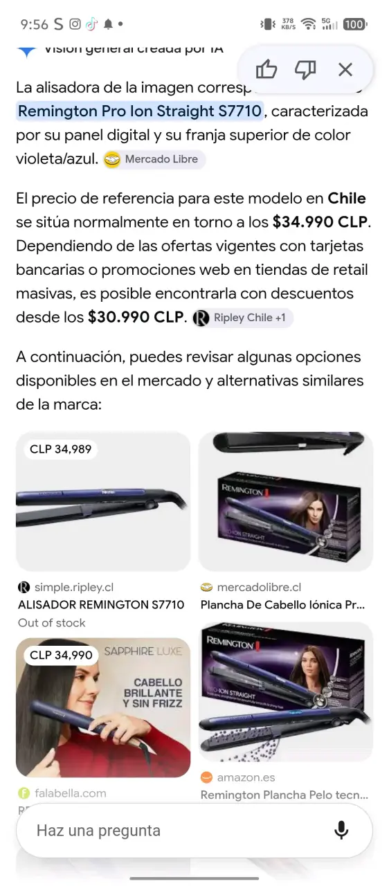Plancha de Pelo Remington Pro Ion Straight S7710