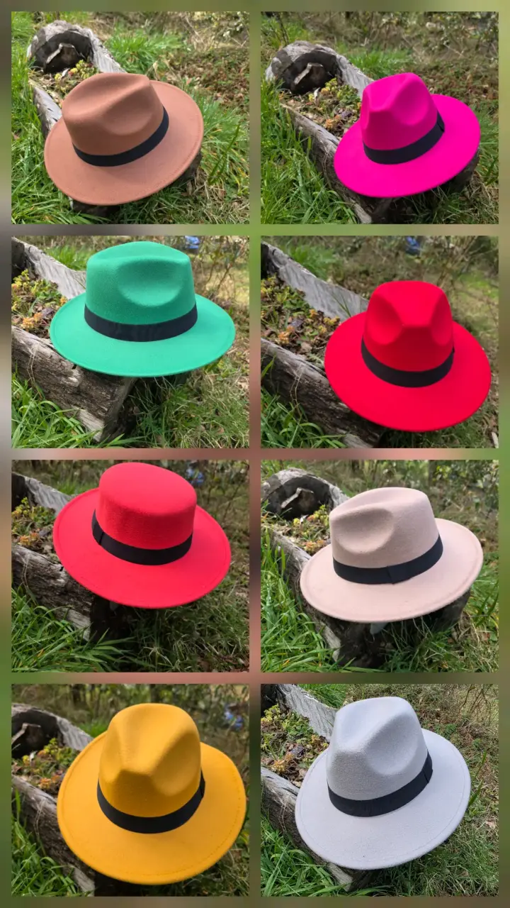 Sombrero de ala ancha rojo con detalles brillantes - 2