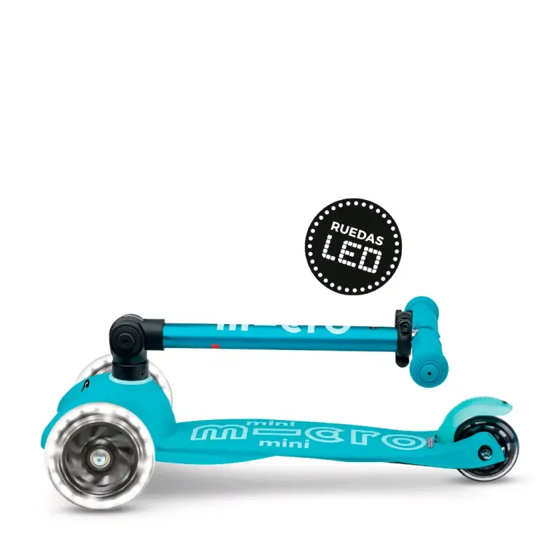 Scooter Mini Micro Deluxe LED plegable aqua - 1