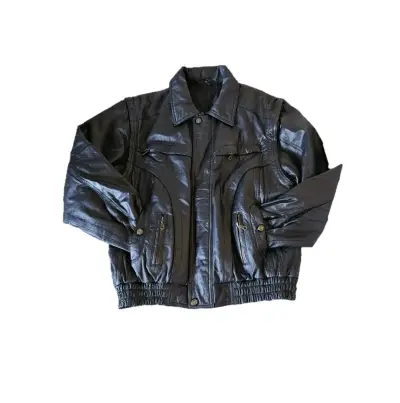 Chaqueta de cuero negra desmontable - miniatura 1