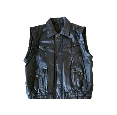 Chaqueta de cuero negra desmontable - miniatura 3