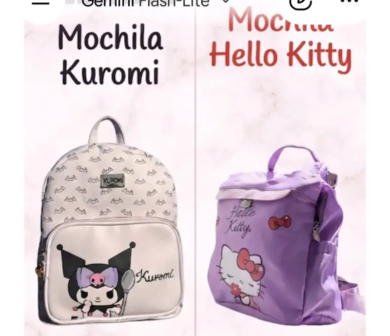 Mochila Kuromi y Hello Kitty para niñas