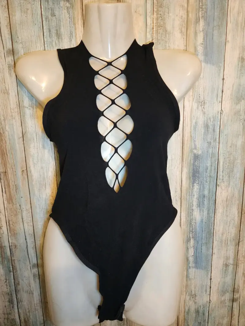 Body de encaje negro con mangas largas - 3