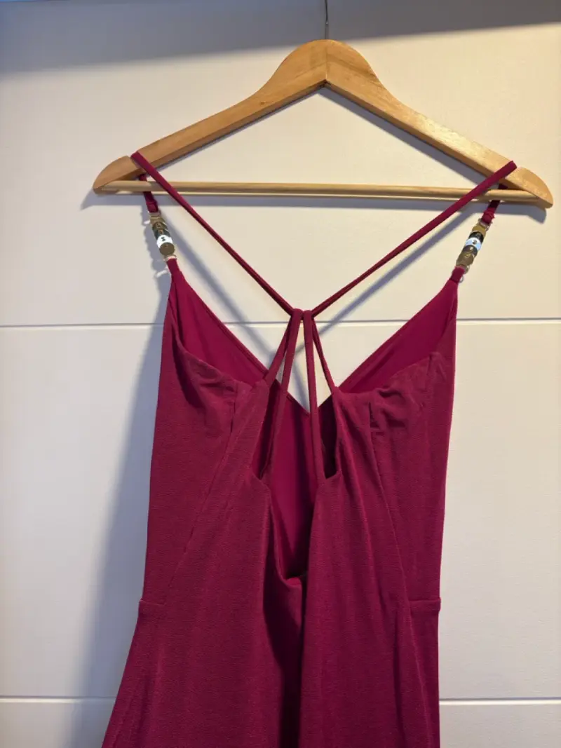 Vestido largo magenta con abertura lateral - 3