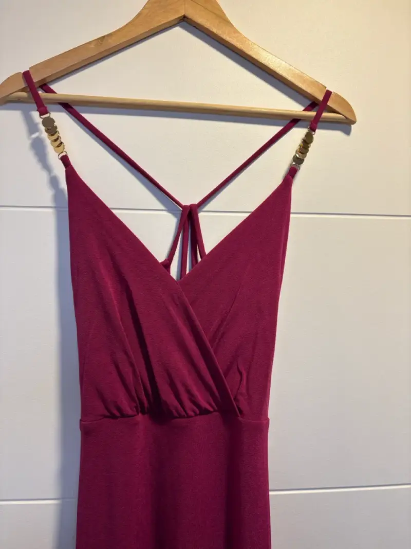 Vestido largo magenta con abertura lateral - 4