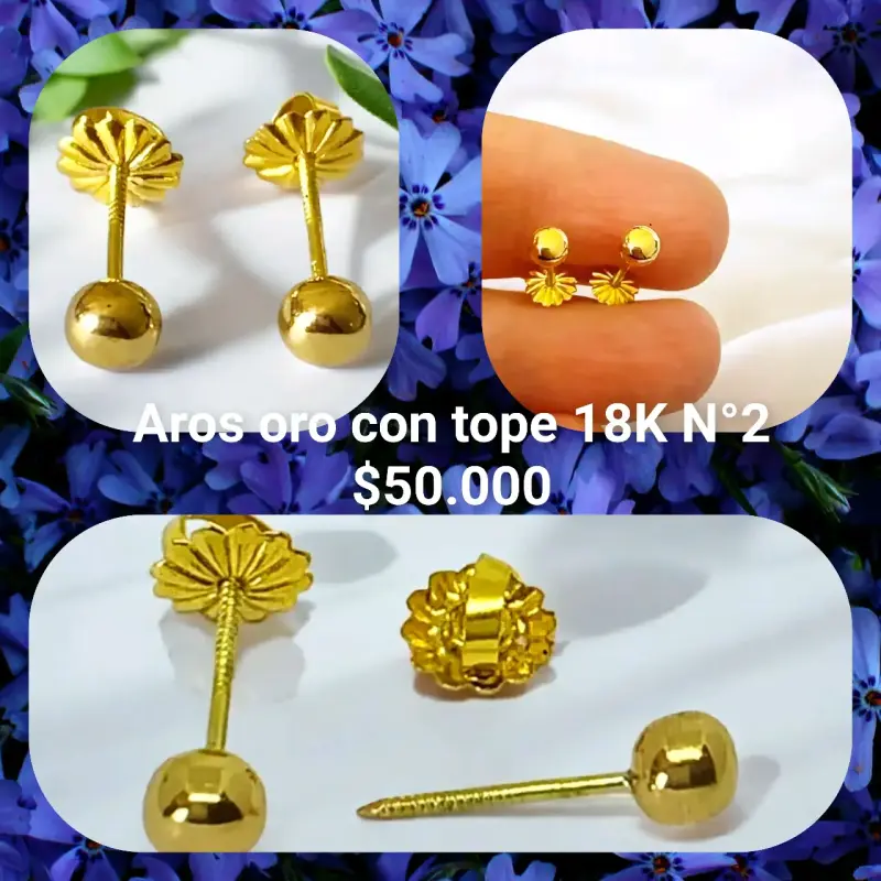 Aros de oro 18K con tope N°2