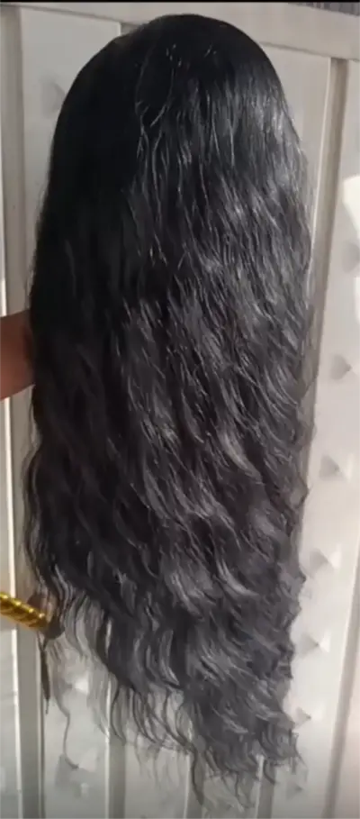 Peluca larga ondulada negra - miniatura 2