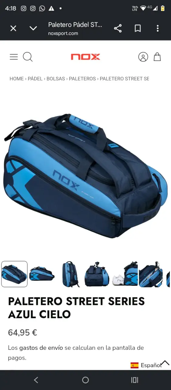 Bolso paletero de pádel Nox azul y negro - 6