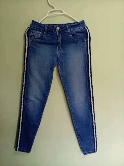 Jeans azul con franjas laterales Best West - miniatura 1