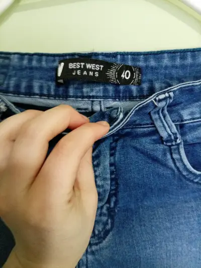 Jeans azul con franjas laterales Best West - miniatura 2