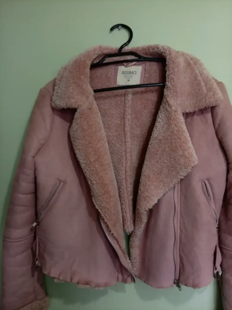 Chaqueta de gamuza rosa con forro de chiporro - 2