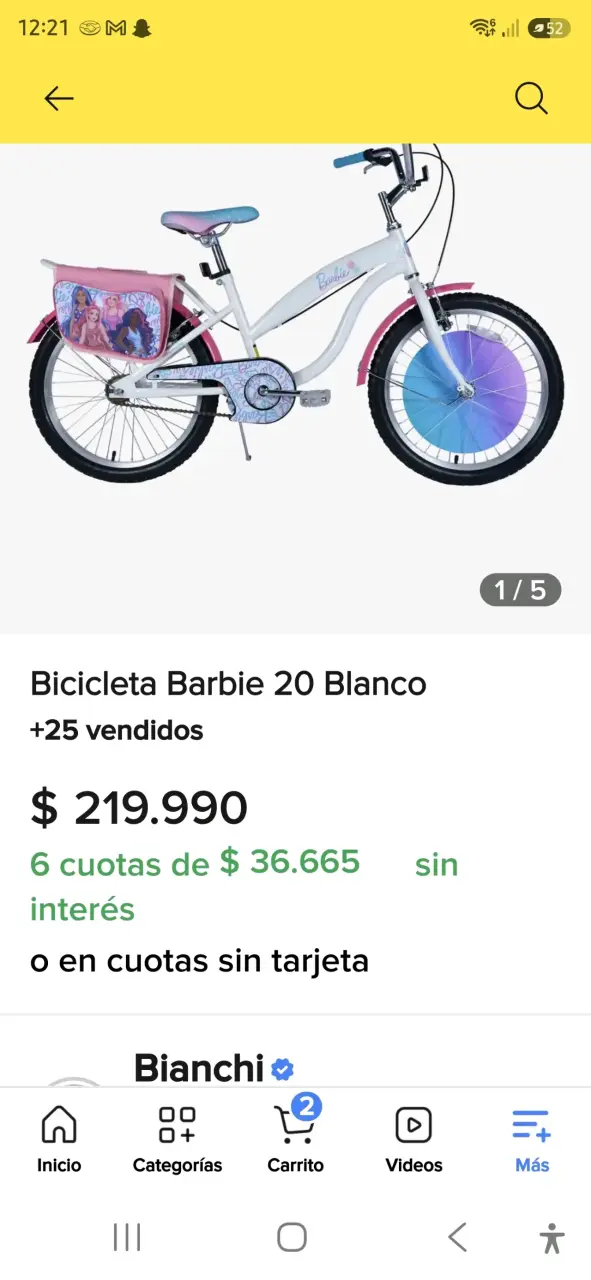 Bicicleta Infantil Barbie 20 Pulgadas Blanca