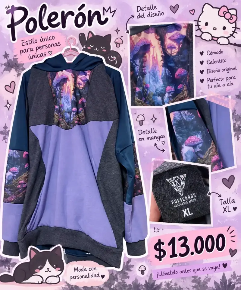 Polerón con diseño único y cómodo talla XL