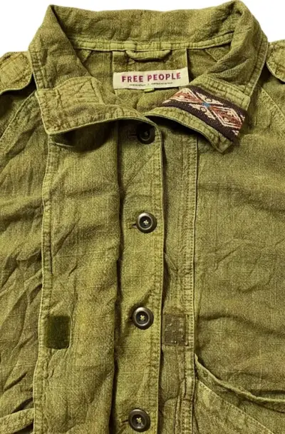 Free People Olive Green Utility Boho Bomber Jacket - miniatura 2