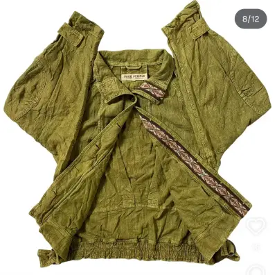 Free People Olive Green Utility Boho Bomber Jacket - miniatura 6