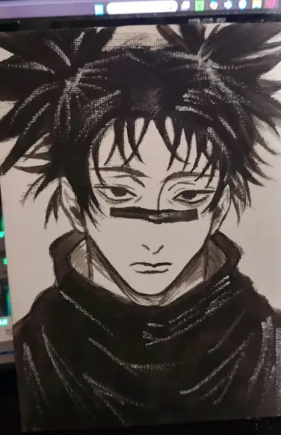 Cuadros de arte anime en blanco y negro - miniatura 1