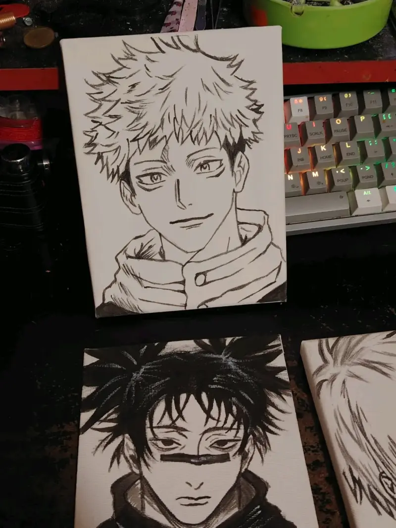 Cuadros de arte anime en blanco y negro - 5