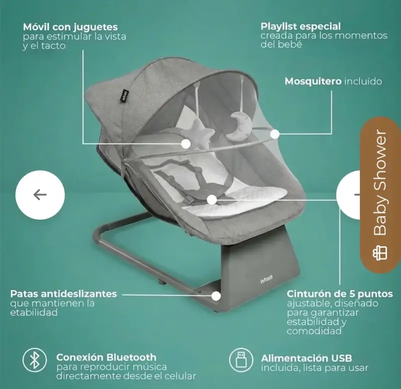 Silla mecedora para bebé Infanti con mosquitero - 3