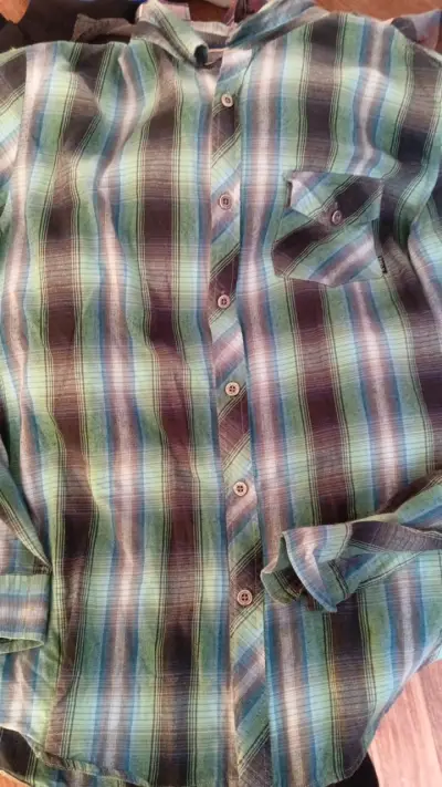 Camisa a cuadros Rip Curl verde y azul - miniatura 1