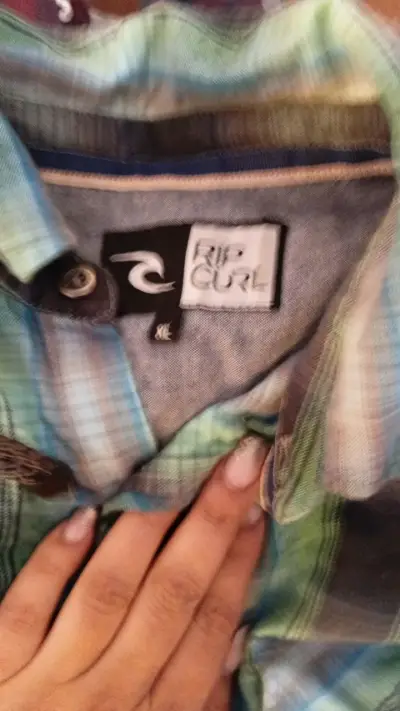 Camisa a cuadros Rip Curl verde y azul - miniatura 2