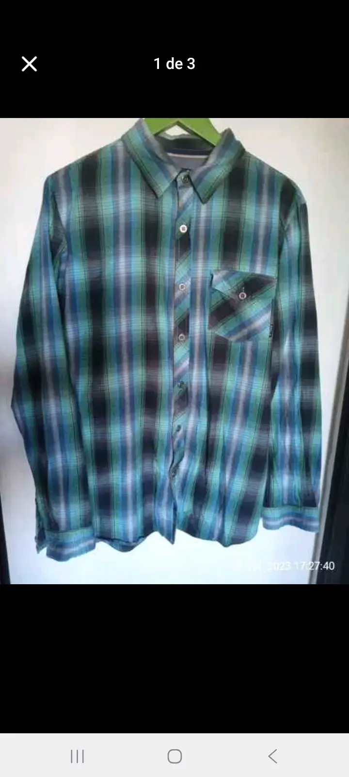 Camisa a cuadros Rip Curl verde y azul - 3