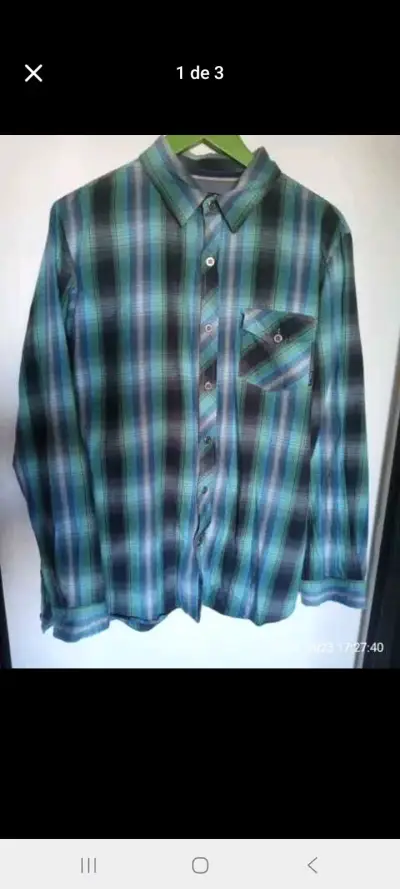 Camisa a cuadros Rip Curl verde y azul - miniatura 3