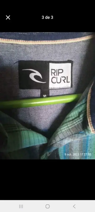 Camisa a cuadros Rip Curl verde y azul - miniatura 4