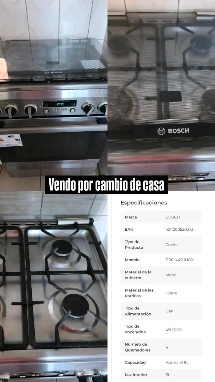 Cocina Bosch PRO 449 INOX de 4 Quemadores - 1