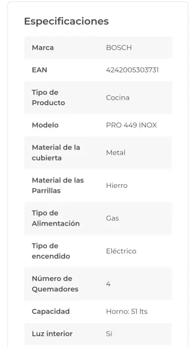 Cocina Bosch PRO 449 INOX de 4 Quemadores - miniatura 5
